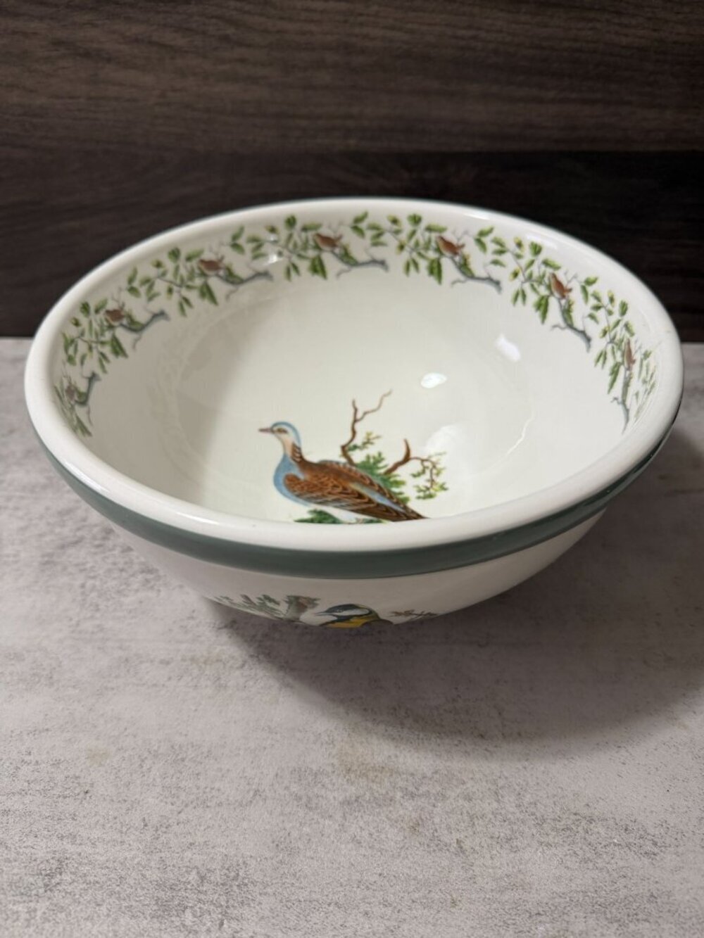 Vintage Portmeirion Birds of Britain Turtle Dove 9" Serving Bowl 1978 Green Band